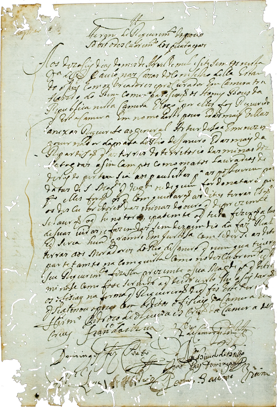 TERMO DE REQUERIMENTO DE POSSE DAS MINAS DE OURO, 1700