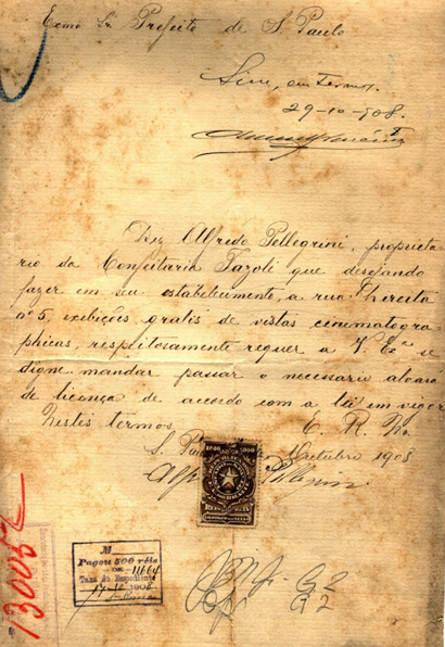 Solicitao de Alfredo Pellegrini - 1908