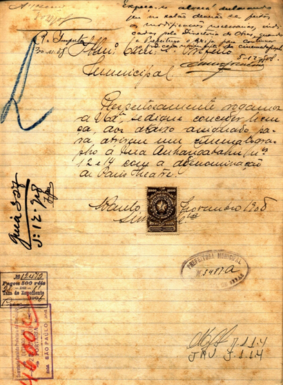 Solicitao da empresa (ilegvel) <i>& Cia - 1908
