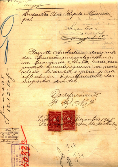 Solicitao de Aristodemo Lazzarotti - 1908