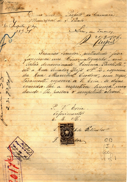 Solicitao de Francisco Serrador - 1908