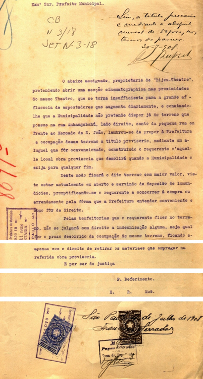 Solicitao de Francisco Serrador - 1908