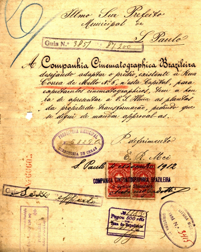 Sala de cinema - Rua Correia de Mello, n. 6 - 1912