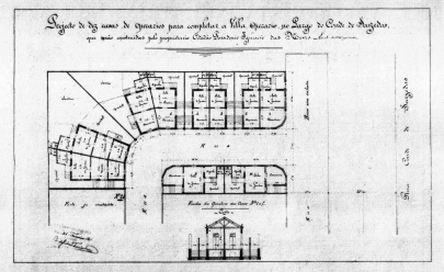 Planta de casas operrias a serem acrescidas  vila j existente no antigo Largo Conde de Sarzedas, 1901