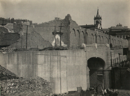 0098-Obras da Esplanada do Carmo, viaduto sobre a Rua 25 de Maro. 1930