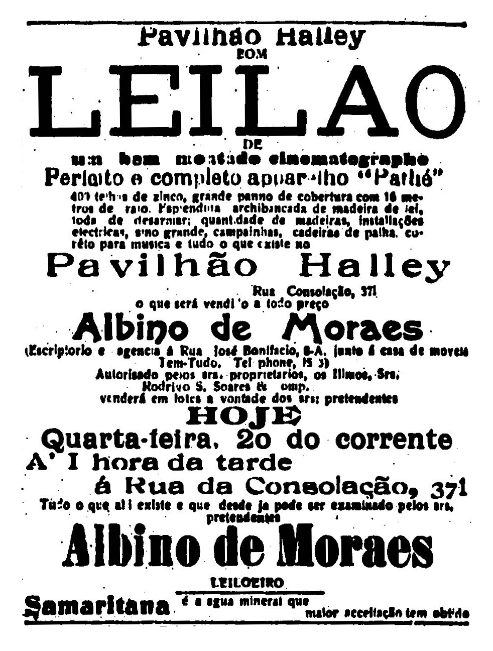 Pavilho Halley. OESP, 20.09.1911, p.10