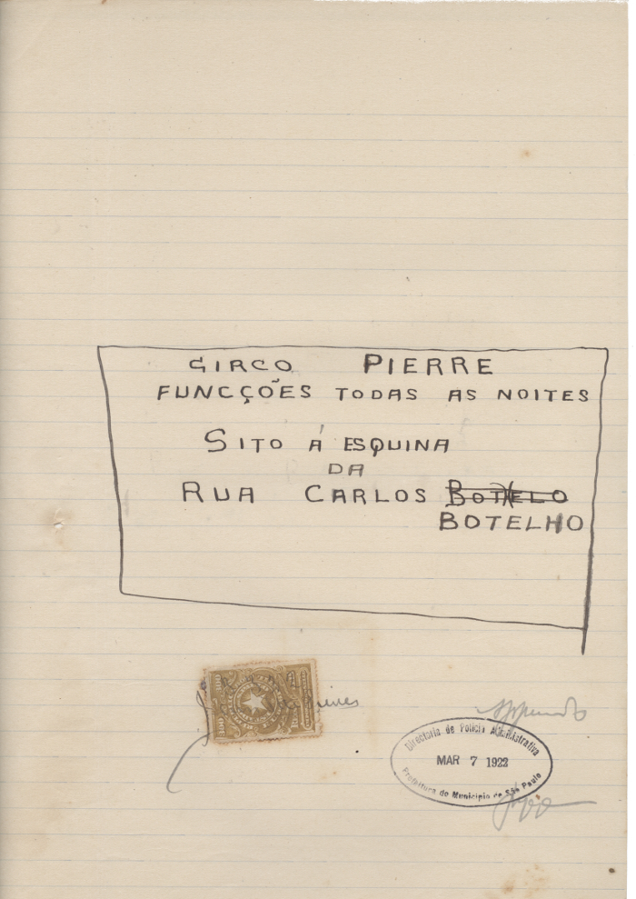 Fundo PMSP - processo 48.671/1922 - Circo Pierre